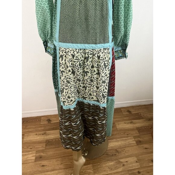 Glen of Michigan Polished Cotton Patchwork Print Dress Boho Hippie - Picture 8 of 14